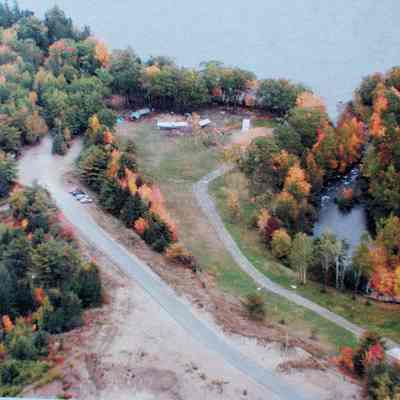 Superfund clean up at Meddybemps, Maine.: Aerial view of the Superfund clean up operation being conducted by the United States Environmental Protection Agency in the late 1990's at the headwater of the Dennys River in Meddybemps, Maine. Photograph courtesy of Donald Soctomah and Passamaquoddy Tribal Preservation Office.