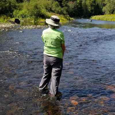 Viewing the mouth of Cathance Stream on the Dennys River in 2019: Dennys River Historical Society photograph.