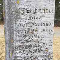          Gravestone of Joseph and Rebecca Bell, who died 1900 and 1902.
   