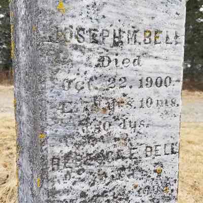 Gravestone of Joseph and Rebecca Bell, who died 1900 and 1902.