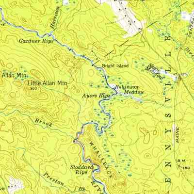 Ayers Rips on the Dennys River: Detail from the U.S.G.S. topographical map of Gardner's Lake, Maine, 1941
