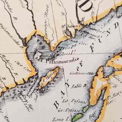 Detail of Passamaquoddy Bay from John Mitchell's Map British North America, Amsterdam, 1755
