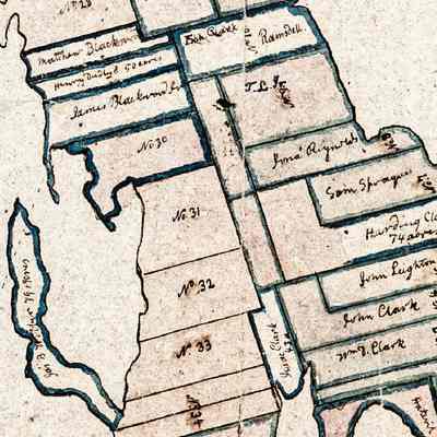 Map of Early Settlers on Leighton's Neck, Dennys Bay, in Township No. 2 , detail