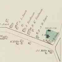          Houses on King Street, Dennysville, in 1881; Samuel Eastman 's house is next to D.K. Eastman, his nephew, on the Colby Atlas map of Dennysville in 1881
   