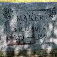          East Ridge Cemetery, Cathance Township, Maine; Gravestone of William A. Maker, 1879-1951
   