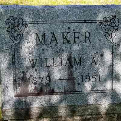 East Ridge Cemetery, Cathance Township, Maine: Gravestone of William A. Maker, 1879-1951