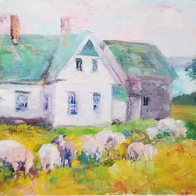 Painting of the Knapton House, Edmunds, Maine
