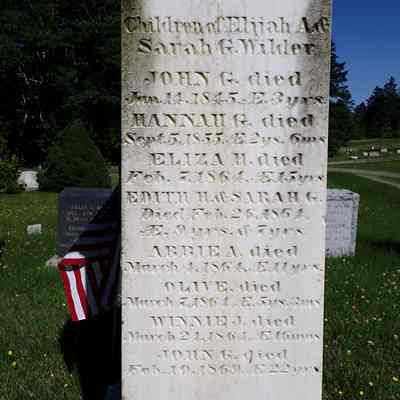 Children of Elijah A. and Sarah G. Wilder, Dennysville Town Cemetery