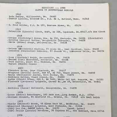 Lists of Dennysville Businesses and High School Graduates