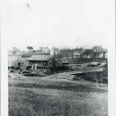 Lincoln's Mills on the Dennys River, viewed from Edmunds, Maine, with Dennysville in the distance.