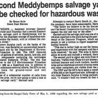          Newspaper story on the inspection of the Eastern Surplus Co. Site for hazardous waste, Bangor Daily News, 1988.; Reproduced from 