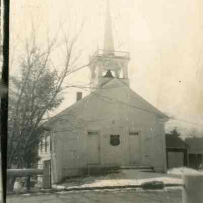 Meddybemps Church building in the 1960's: The Meddybemps Church building as it appeared in the 1960's, before the addition of a narthex, or entryway, on the gable end facing the main road.