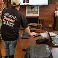          Smith Computer at the Lincoln Memorial Library in Dennysville; Evan Smith, owner of Smith Computer, upgrading internet technology at the Lincoln Memorial Library in Dennysville, Maine
   