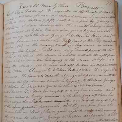 Sample page showing the purchase of a church pew by George Wilder of Dennysville.