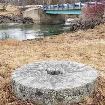 Mill stone from the grist mill that operated at Tide Mill Farm in Edmunds, Maine.