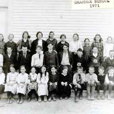 Dennysville Grammar School, 1921: No names on verso. This appears to be a different building from that in the 1911-1912 image.