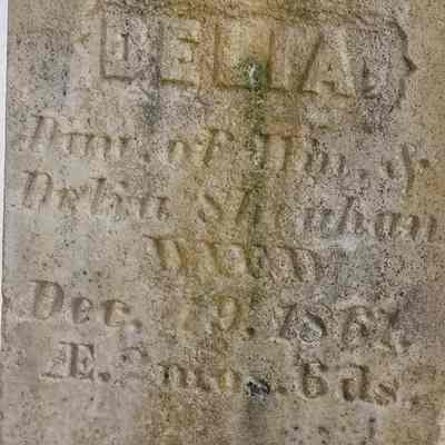 The grave marker for William and Cordelia's infant daughter, Delia, December 19, 1861: Town Cemetery, Dennysville, Maine