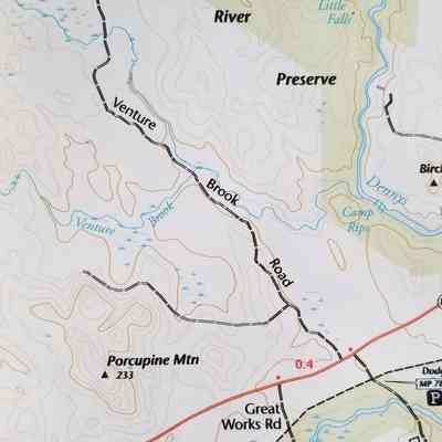 Preston Brooks meets the Dennys river below Stoddard Rips: Cobscook Shores Trail Map, 2022