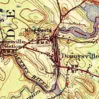          Dennysville Village in 1945; Houses cluster along King Street in Dennysville on the shoulder of King David's Hill in this detail from the U.S.G.S. topographical map from 1945.
   