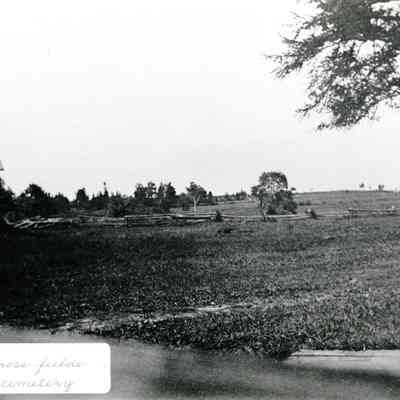 View across the fields to the Dennysville Cemetery.