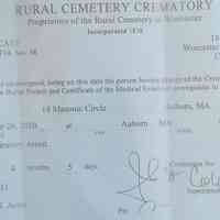 Burial Certificate of Lewis R. Lyons