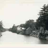          Gardner's Stores on the Dennys River; A.L.R. Gardner's blacksmith shop is closest to the camera in this view from the Lower Bridge around 1900.  It was originally built by William Kilby, who operated his blacksmith business there from the 1792 until his death in 1828.
   