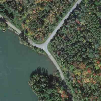 Schoolhouse site on Young's Cove, Pembroke, Maine: The Young's Cove schoolhouse was located at the junction of the Clarkside Road and Young's Cove Road, visible in this satellite image from Google Earth, accessed on 08-12-2023.