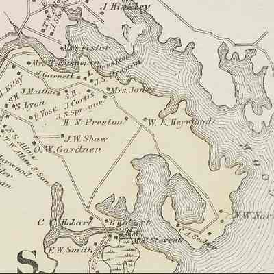 Preston Road and Little Falls, Edmunds, Maine 1881: Detail of the Colby Atlas Map of 1881, showing the residents on the Preston and Belyea Roads in Edmunds, Maine.