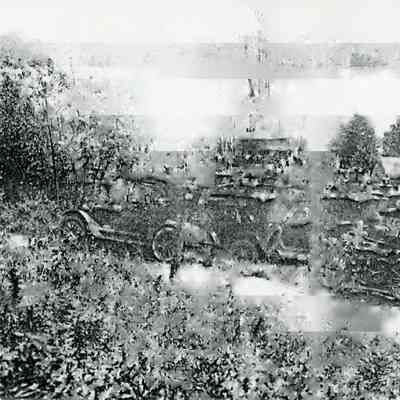 Photocopy of vehicles parked at Pushee's Ship Yard during the launching of the David Cohen.