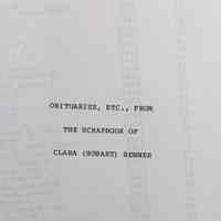 Obituaries, etc., from the Scrapbook of Clara (Hobart) Benner