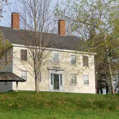 John Kilby House, Dennysville, Maine: The little roofed platform on the left used to hold a hammock and was referred to as the "summer house".