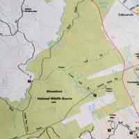          Trail Map of the Moosehorn Wildlife National Wildlife Refuge; The Weir Road follows the Hobart Stream on this map of the trail systems through the Moosehorn prepared by Cobscook Shores in 2022.
   