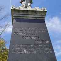          War Memorial, Dennysville, Maine; The statue on the war memorial depicts a Civil War soldier from the Union Army.  Although not in the town cemetery, the memorial is part of the annual service paying tribute to those who served in the military and have died.
   