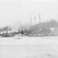 Photos of the Schooner Jennie French Frozen in the Ice of the Dennys River