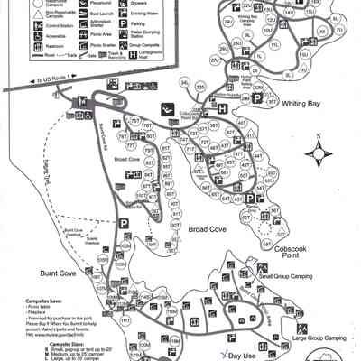 Campsite Map of Cobscook Bay State Park in Edmunds, Maine