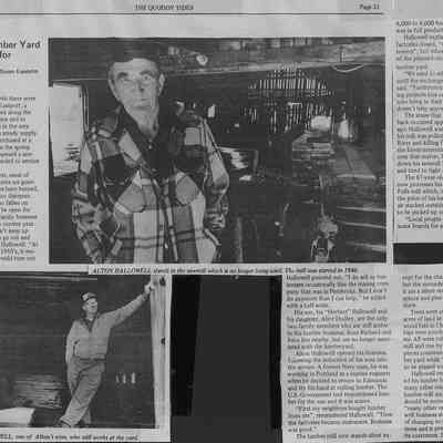 Hallowell's Lumber Yard, 1984: Newspaper article from the Quoddy Tides newspaper describing the 38 years of Alton Hallowell's sawmill and lumber yard in Edmunds, Maine.