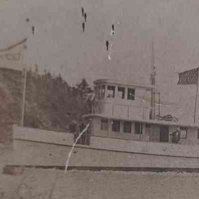 Ferry built for Bion Pike, ca. 1900: From the verso of the photo: Built by LWP for Bi Pike...one of 3 ferry boats
