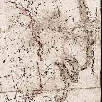 The Dennys River on the Lottery Map of 1786: This detail of the Lottery Map published by the Massachusetts Committee on Eastern Lands in 1786 includes the earliest recorded cartographical reference to the Dennys River, noting its source at Meddybemps Lake.