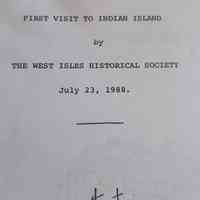 Souvenir Program of the First Visit to Indian Island