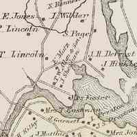          The Narrows on the Dennys River in 1881; Foster Lane follows the north side of the Dennys River in this detail from the Colby Atlas Map of Washington, County, published in 1881, by which time the Bennet House had been acquired by T.W. Allan and Son, close to their shipyard.
   