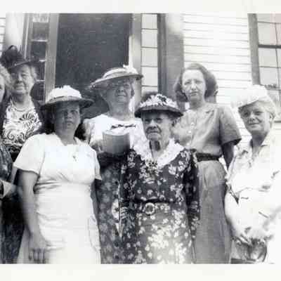 Ladies on the Steps of the Vestry, Dennysville, Maine