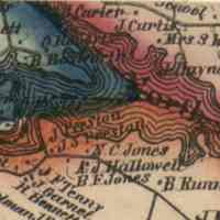          Bosworths on the Hinckley Point and other residents on both sides of the Dennys Bay in 1861; Detail of the Topographical Map of Washington County, Maine published in 1861, showing the Dennys Bay marked as the North Branch of Cobscook Bay
   
