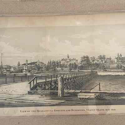 Lithograph of Quarantined Grounds and Buildings, Staten Island