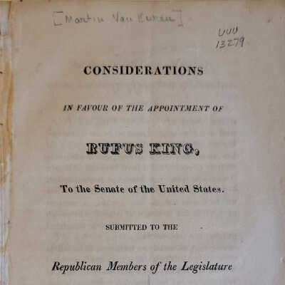 Considerations in Favour of the Appointment of Rufus King Booklet