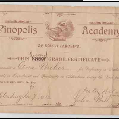 Dora Porcher certificate