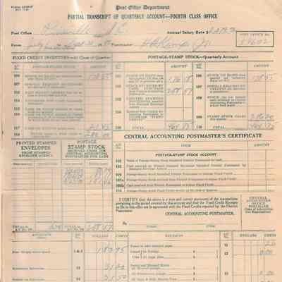 Fourth Class Postmaster's Partial Quarterly Accounts, 1950-1951