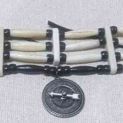 Bone bead choker necklace
