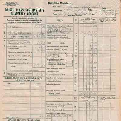 Fourth Class Postmaster's Quarterly Accounts, 1950-1951
