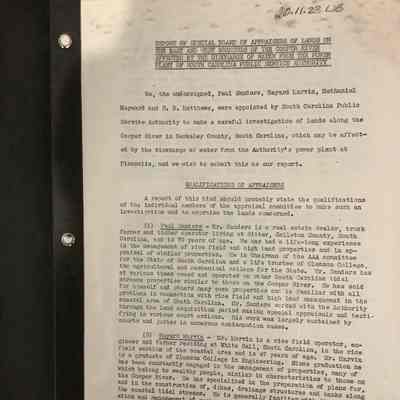 Report on the Discharge of Water of Santee Cooper