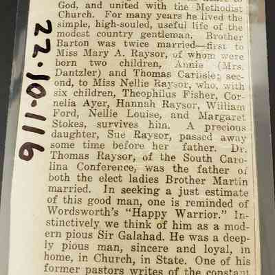 Newspaper Clipping (Theophilus Fisher Barton obituary)